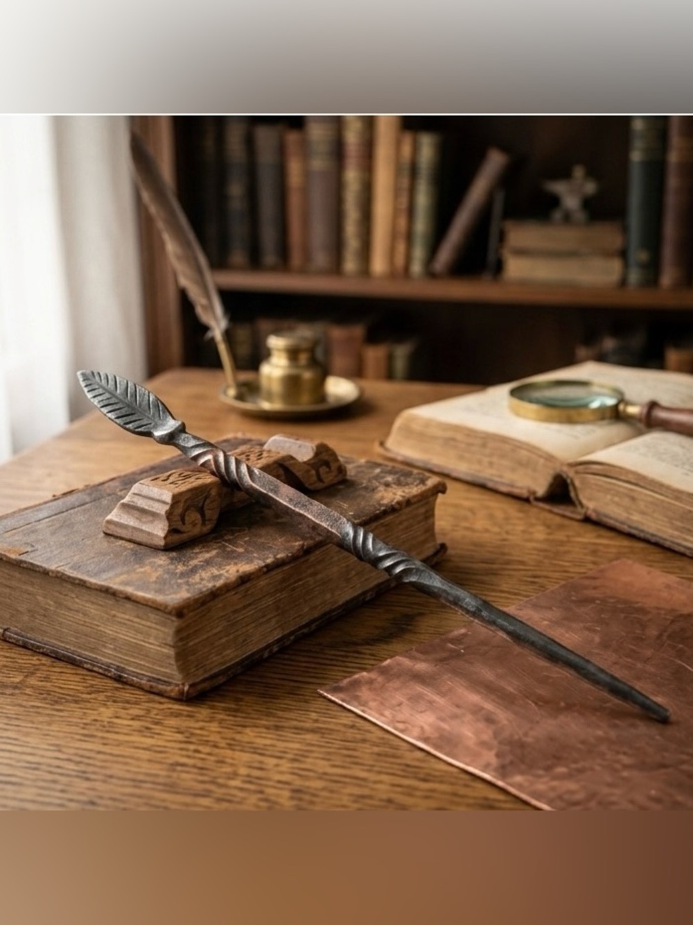🪄Artisan Hand Forged Steel & Copper Wand  13.5”